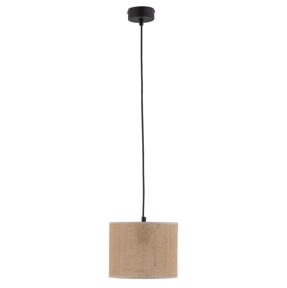 Lampa Wisząca JUTA Czarny Brązowy Boho Abażur 1xE27 30cm