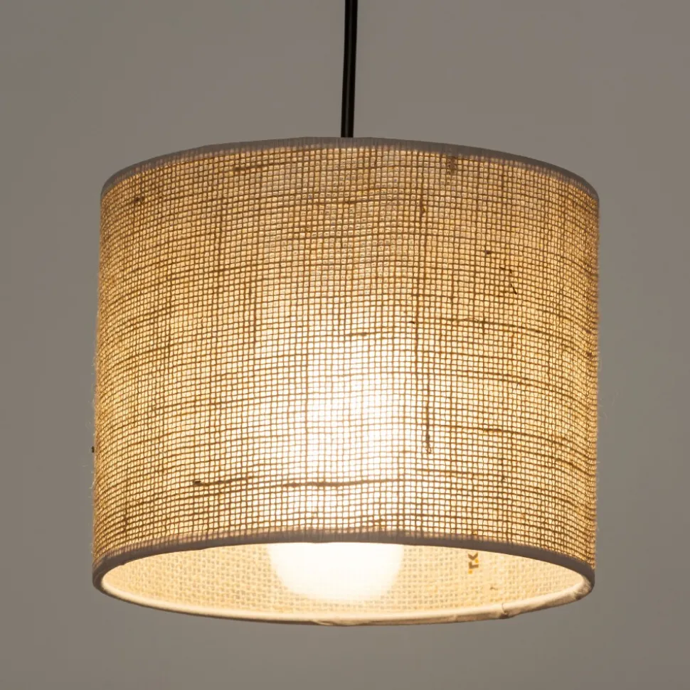 Lampa Wisząca JUTA Czarny Brązowy Boho Abażur 1xE27 30cm