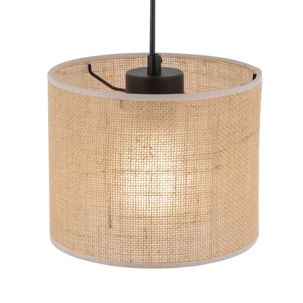Lampa Wisząca JUTA Czarny Brązowy Boho Abażur 1xE27 30cm