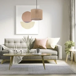 Lampa Wisząca JUTA Czarny Brązowy Boho Abażur 1xE27 30cm