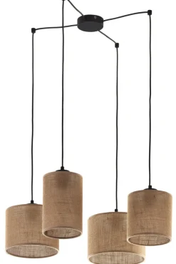 Lampa Wisząca JUTA Czarny Brązowy Boho Abażury 4xE27