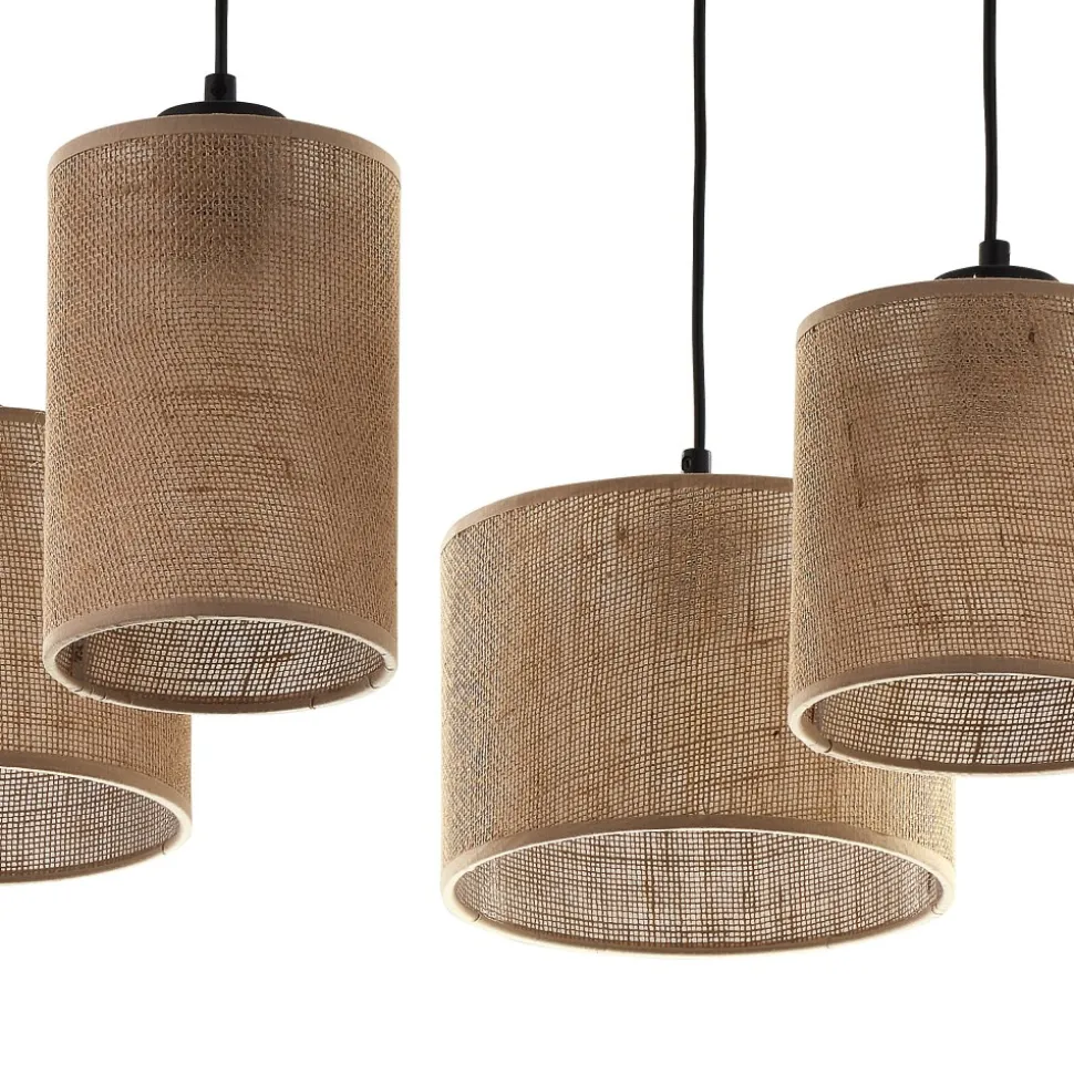 Lampa Wisząca JUTA Czarny Brązowy Boho Abażury 4xE27