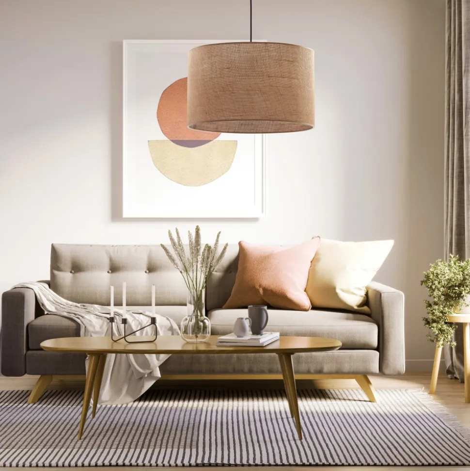 Lampa Wisząca JUTA Czarny Brązowy Boho Abażur 3xE27 50cm