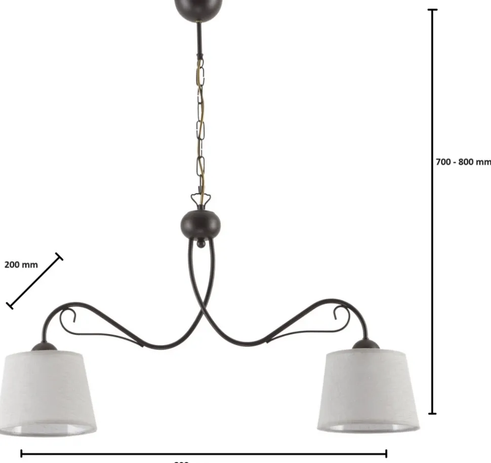 Lampa Wisząca KAMELIA Brązowy Szary Abażury 2xE27