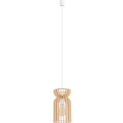 Lampa Wisząca KYMI Brązowy Drewniany Klosz 1xE27 16cm