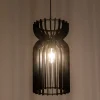 Lampa Wisząca KYMI Czarny Drewniany Klosz 1xE27 26cm