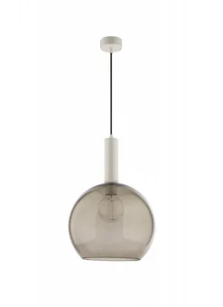 Lampa Wisząca LAF Biały Dymiony Szklany Klosz 1xE27 30 cm
