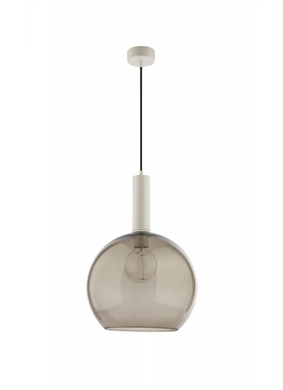 Lampa Wisząca LAF Biały Dymiony Szklany Klosz 1xE27 30 cm