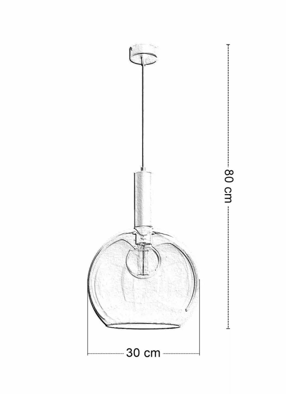 Lampa Wisząca LAF Biały Dymiony Szklany Klosz 1xE27 30 cm