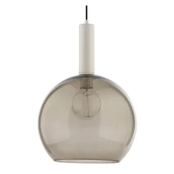 Lampa Wisząca LAF Biały Dymiony Szklany Klosz 1xE27 30 cm