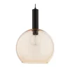 Lampa Wisząca LAF Czarny Bursztynowy Szklany Klosz 1xE27 30 cm