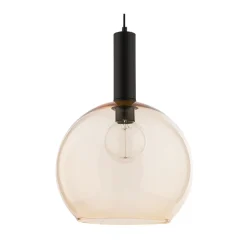 Lampa Wisząca LAF Czarny Bursztynowy Szklany Klosz 1xE27 30 cm