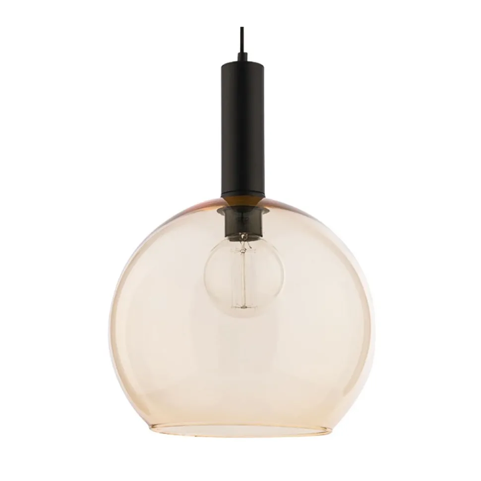 Lampa Wisząca LAF Czarny Bursztynowy Szklany Klosz 1xE27 30 cm
