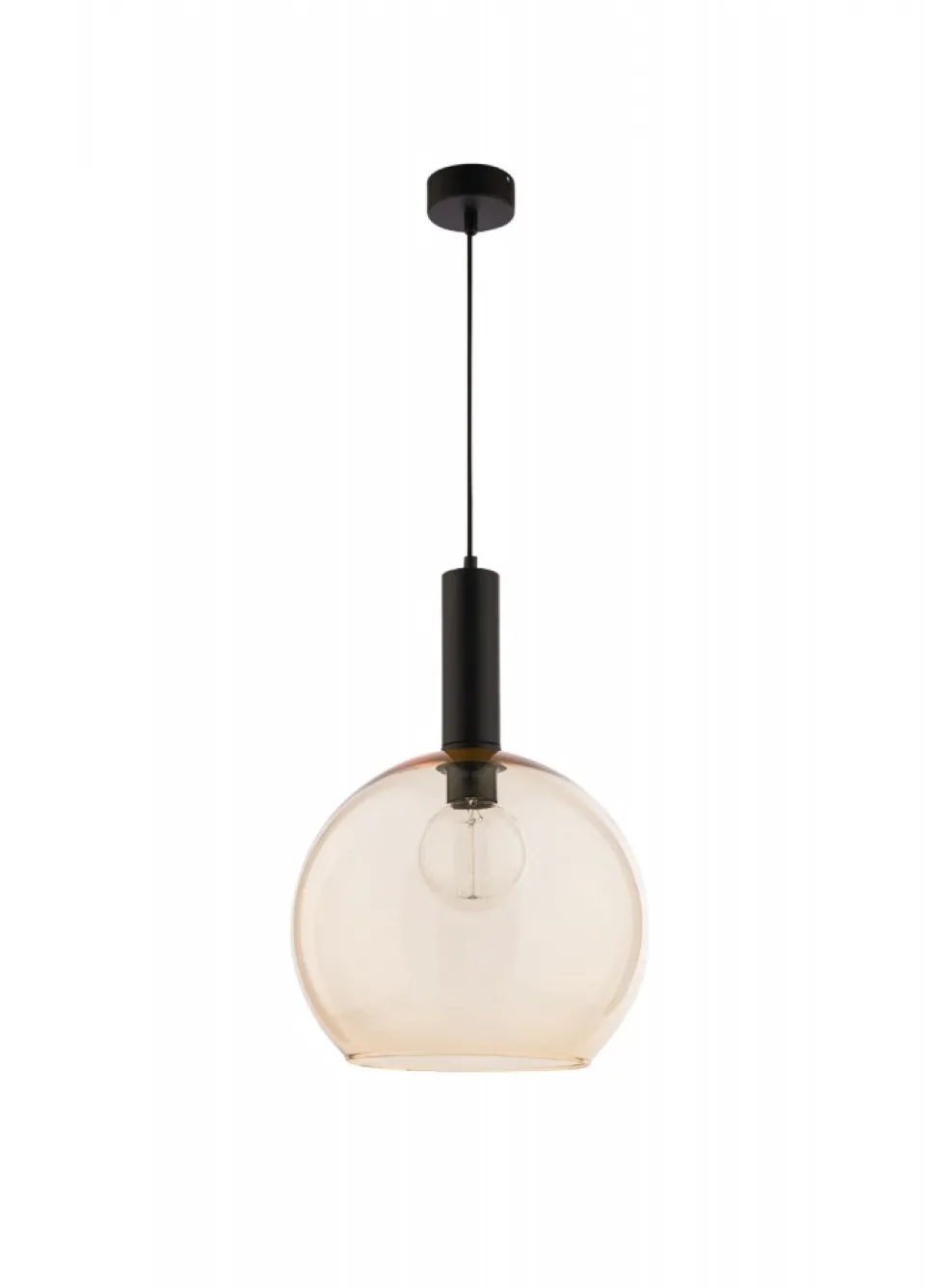 Lampa Wisząca LAF Czarny Bursztynowy Szklany Klosz 1xE27 30 cm