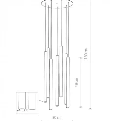 Lampa wisząca LASER czarny/złoty 7xG9