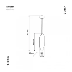 Lampa Wisząca LIBRA Czarny Złoty Tuby 6xE14 12cm