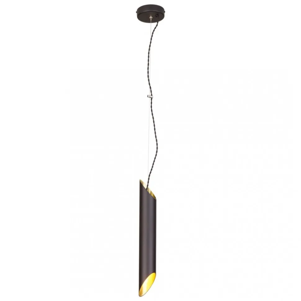 Lampa Wisząca LIBRA Czarny Złoty Tuba 1xE14 6cm