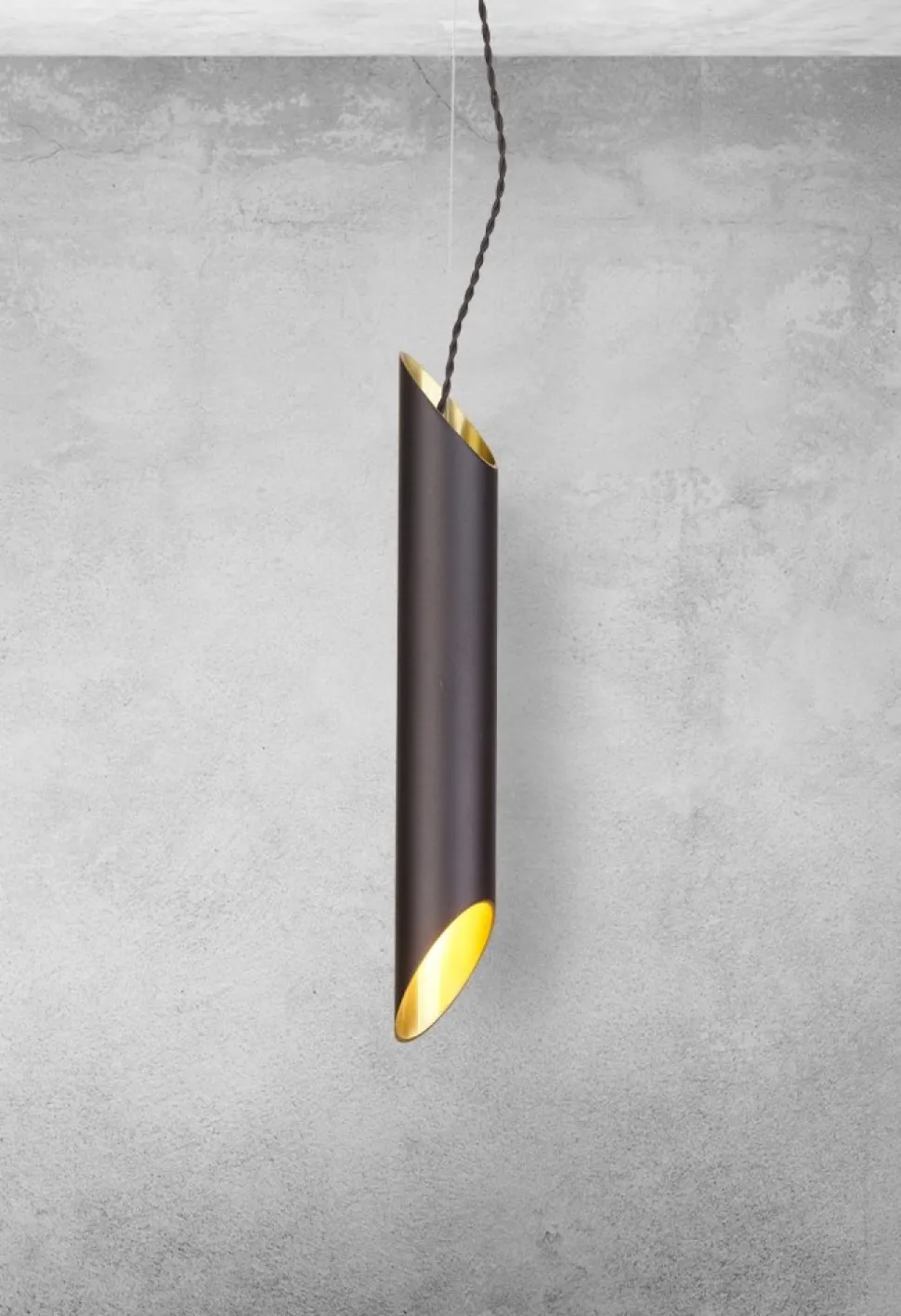 Lampa Wisząca LIBRA Czarny Złoty Tuba 1xE14 6cm