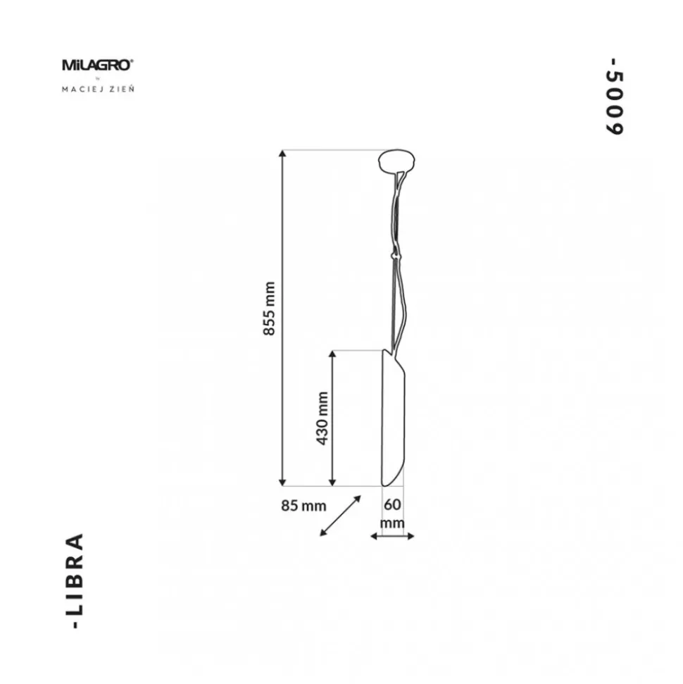 Lampa Wisząca LIBRA Czarny Złoty Tuba 1xE14 6cm