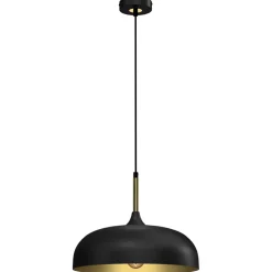 Lampa Wisząca LINCOLN Czarny Złoty Metalowy Klosz 1xE27 35cm
