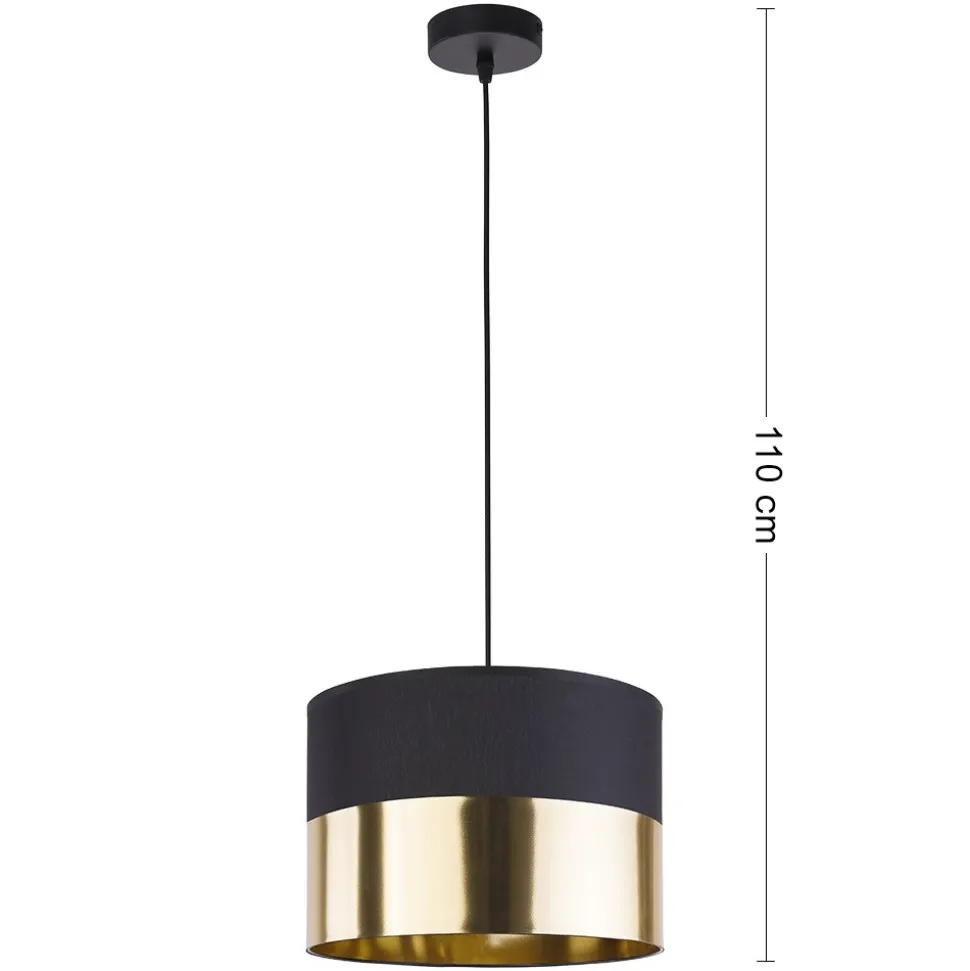 Lampa Wisząca LONDYN Czarny Złoty Abażur 1xE27 20cm