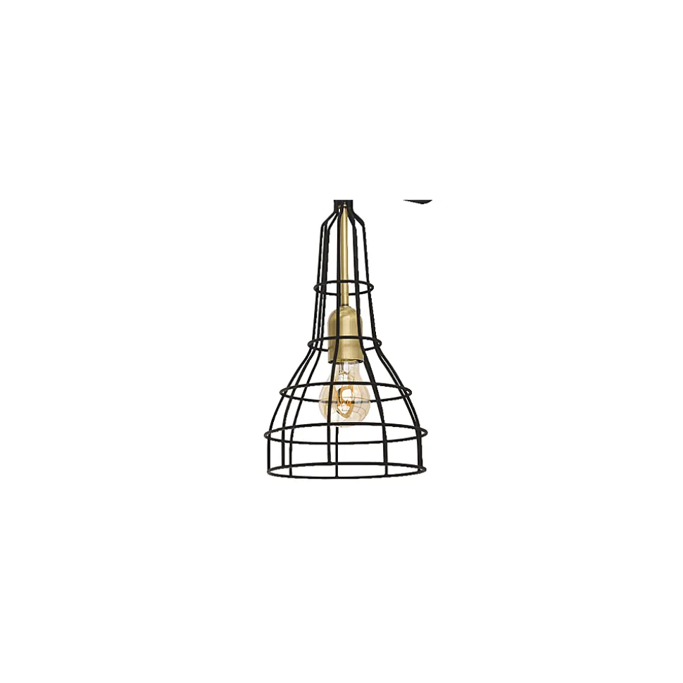 Lampa Wisząca LONG Czarny Złoty Metalowe Klosze 3xE27