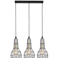 Lampa Wisząca LONG Czarny Złoty Metalowe Klosze 3xE27