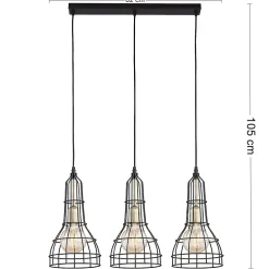 Lampa Wisząca LONG Czarny Złoty Metalowe Klosze 3xE27