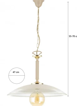 Lampa Wisząca Luna Beżowa Szkło 1xE27 47 cm