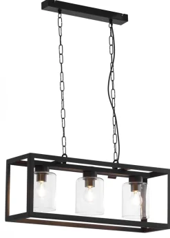 Lampa Wisząca MACARI Czarny Szklane Klosze 3xE27