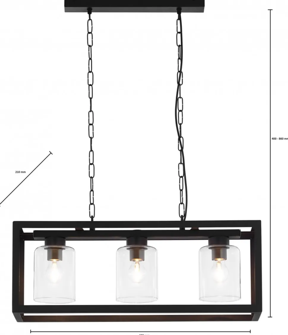 Lampa Wisząca MACARI Czarny Szklane Klosze 3xE27