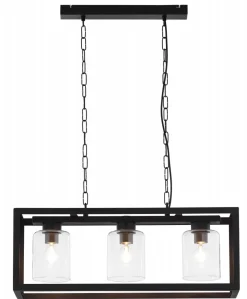 Lampa Wisząca MACARI Czarny Szklane Klosze 3xE27