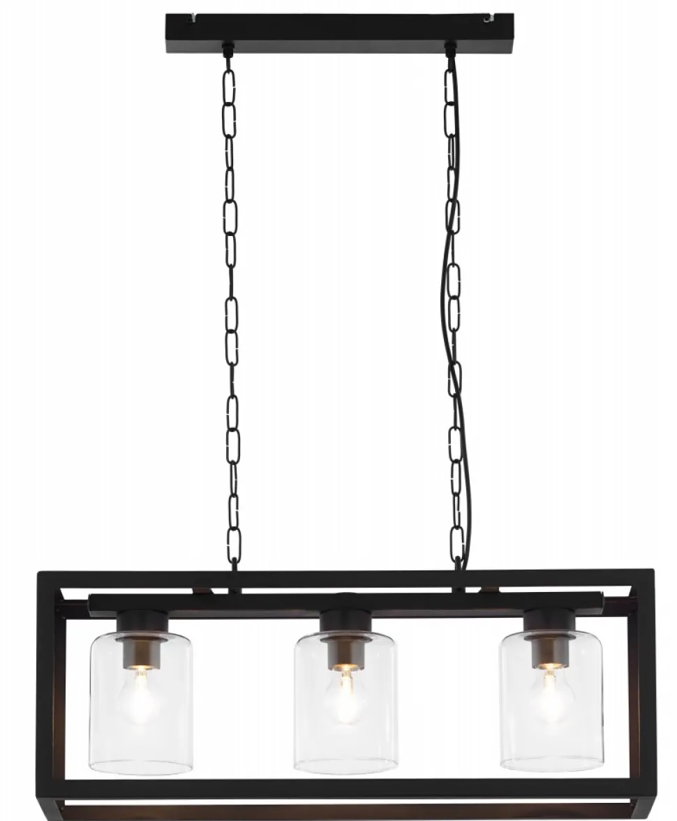 Lampa Wisząca MACARI Czarny Szklane Klosze 3xE27