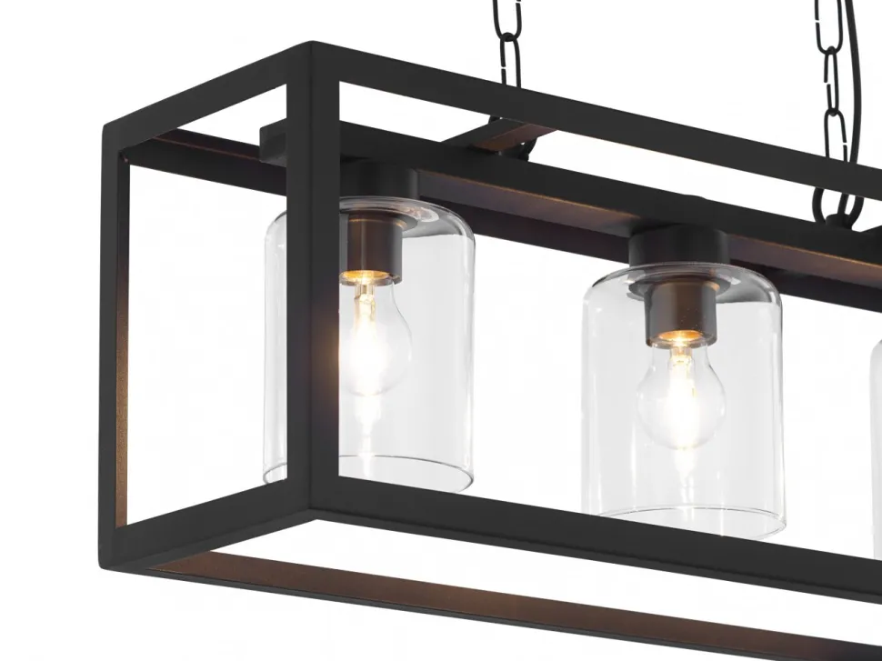 Lampa Wisząca MACARI Czarny Szklane Klosze 3xE27