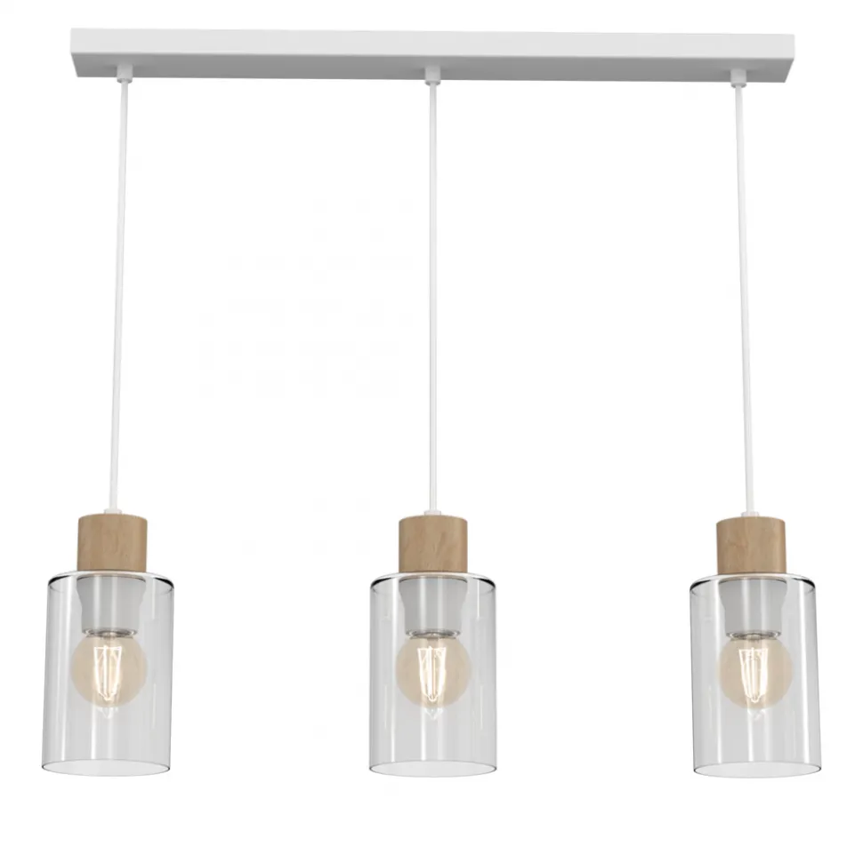 Lampa Wisząca MADERA Biały Brązowy Szklane Klosze 3xE27