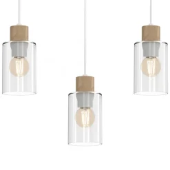 Lampa Wisząca MADERA Biały Brązowy Szklane Klosze 3xE27