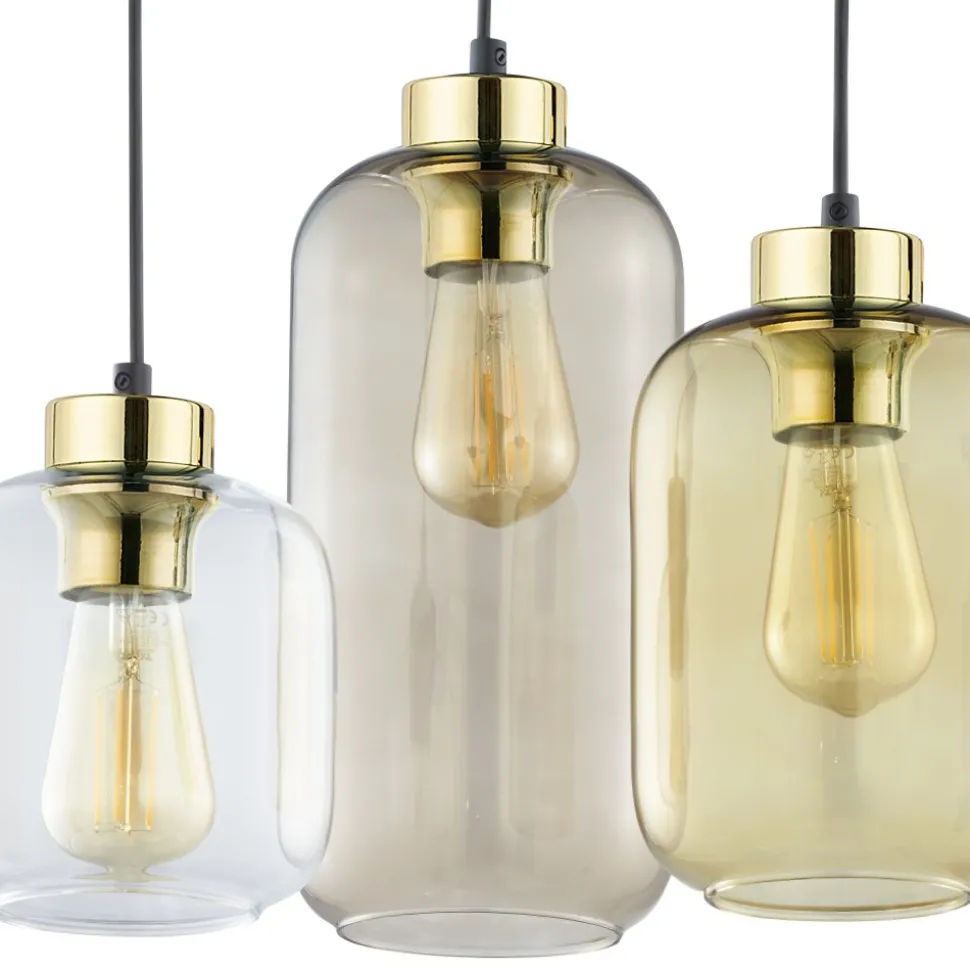 Lampa Wisząca MARCO Czarny Brązowy Szklane Klosze 3xE27