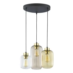 Lampa Wisząca MARCO Czarny Brązowy Szklane Klosze 3xE27