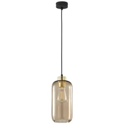 Lampa Wisząca MARCO Czarny Brązowy Szklany Klosz 1xE27 14cm