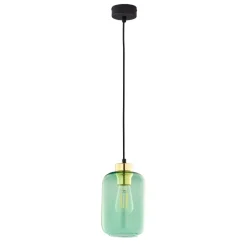 Lampa Wisząca MARCO Czarny Złoty Szklany Klosz1xE27 14cm