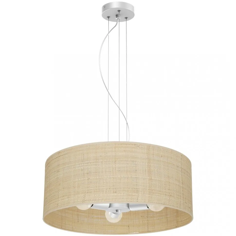 Lampa Wisząca MARSHALL Biały Ratan Abażur 3xE27 50cm