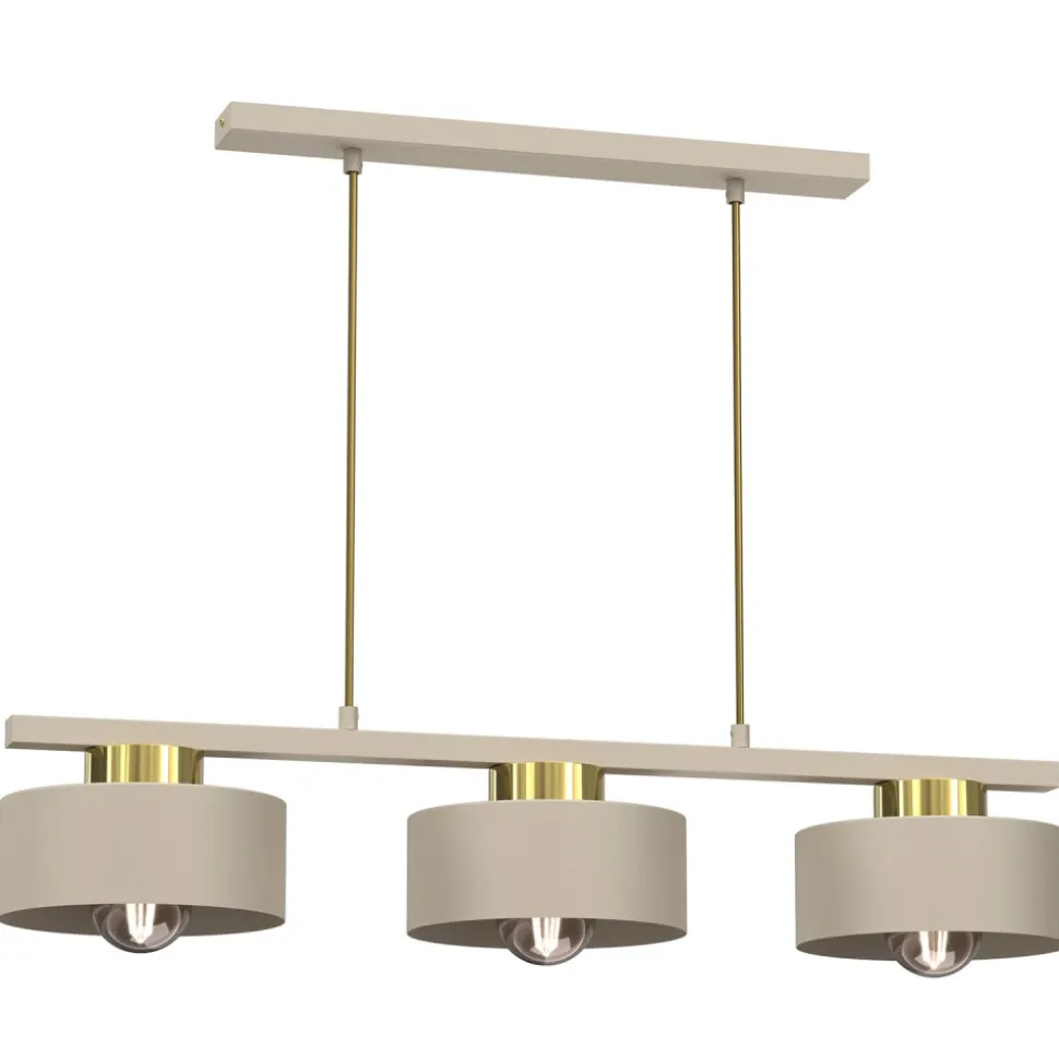 Lampa Wisząca MARTI Beżowy Złoty Metalowy Klosz 3xE27