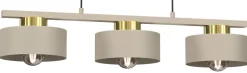 Lampa Wisząca MARTI Beżowy Złoty Metalowy Klosz 3xE27