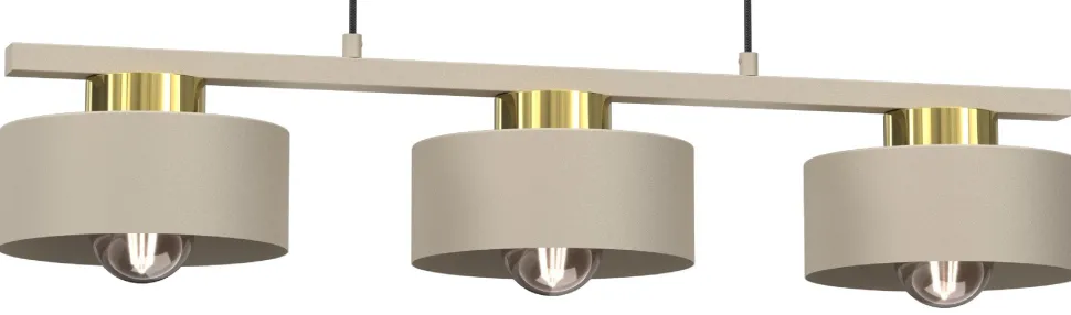 Lampa Wisząca MARTI Beżowy Złoty Metalowy Klosz 3xE27