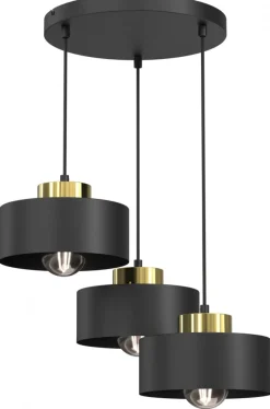 Lampa Wisząca MARTI Czarny Złoty Metalowy Klosz 3xE27 Plafon