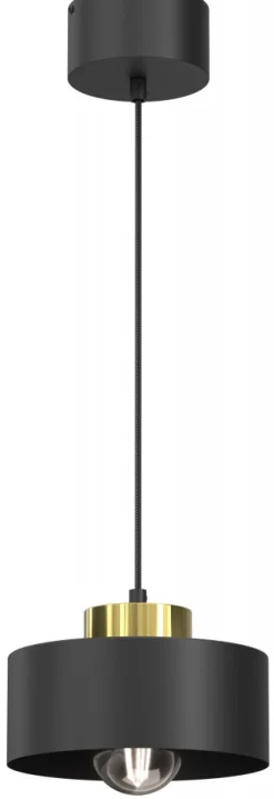Lampa Wisząca MARTI Czarny Złoty Metalowy Klosz 1xE27 20cm