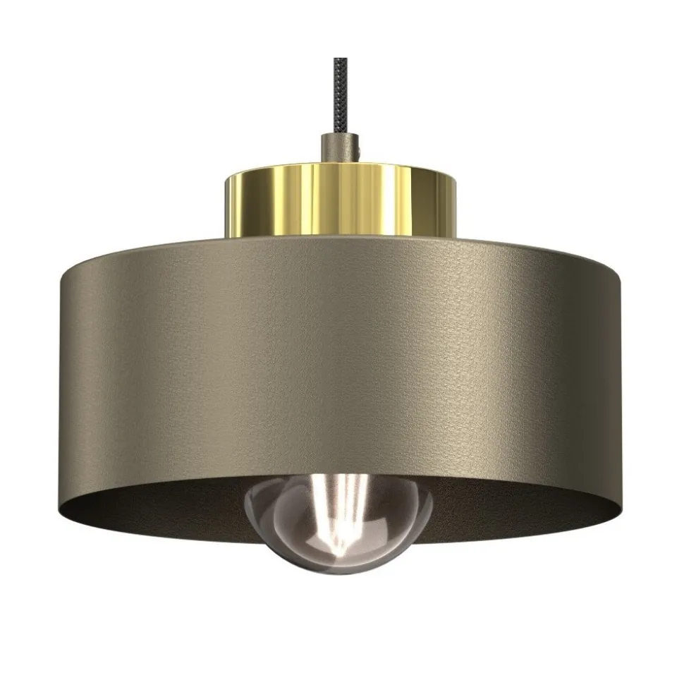 Lampa Wisząca MARTI Złoty Szary Metalowy Klosz 1xE27 20cm