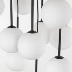 Lampa wisząca MARTIN czarna klosz biały 13xG9