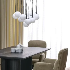 Lampa wisząca MARTIN czarna klosz biały 13xG9