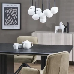 Lampa wisząca MARTIN czarna klosz biały 13xG9